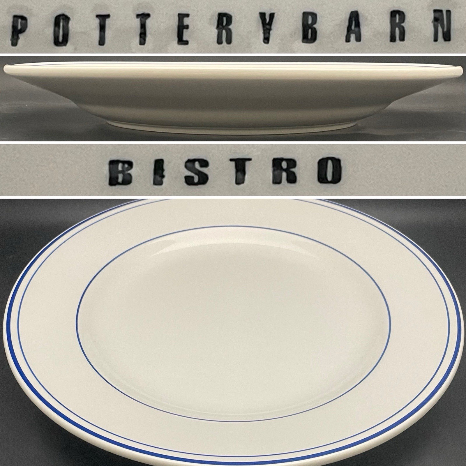 Pottery Barn Blue Banded BISTRO Stoneware Pasta Serving Bowl/Platter China 14.5\ Pottery Barn Blue Banded BISTRO Stoneware Pasta Serving Bowl/Platter China 14.5\