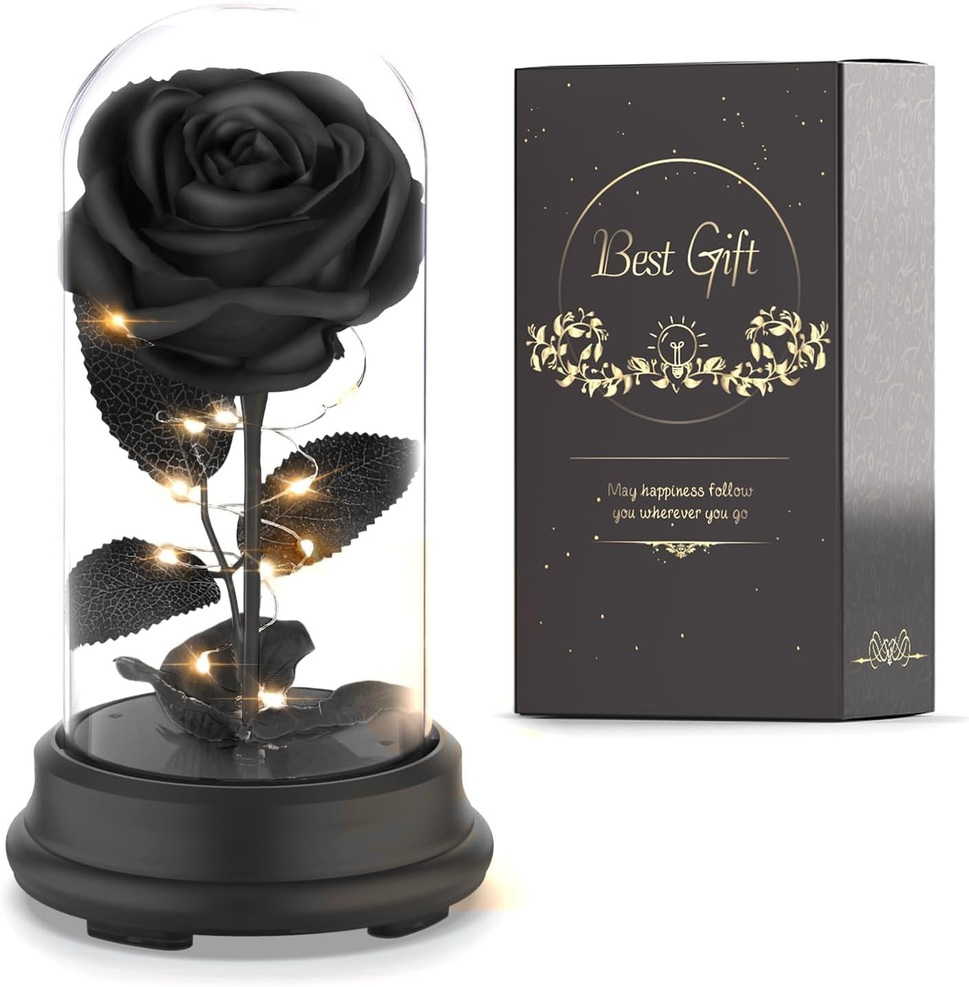 Deluxsa Forever Preserved Black Rose Birthday Gifts for Women,Eternal Deluxsa Forever Preserved Black Rose Birthday Gifts for Women,Eternal