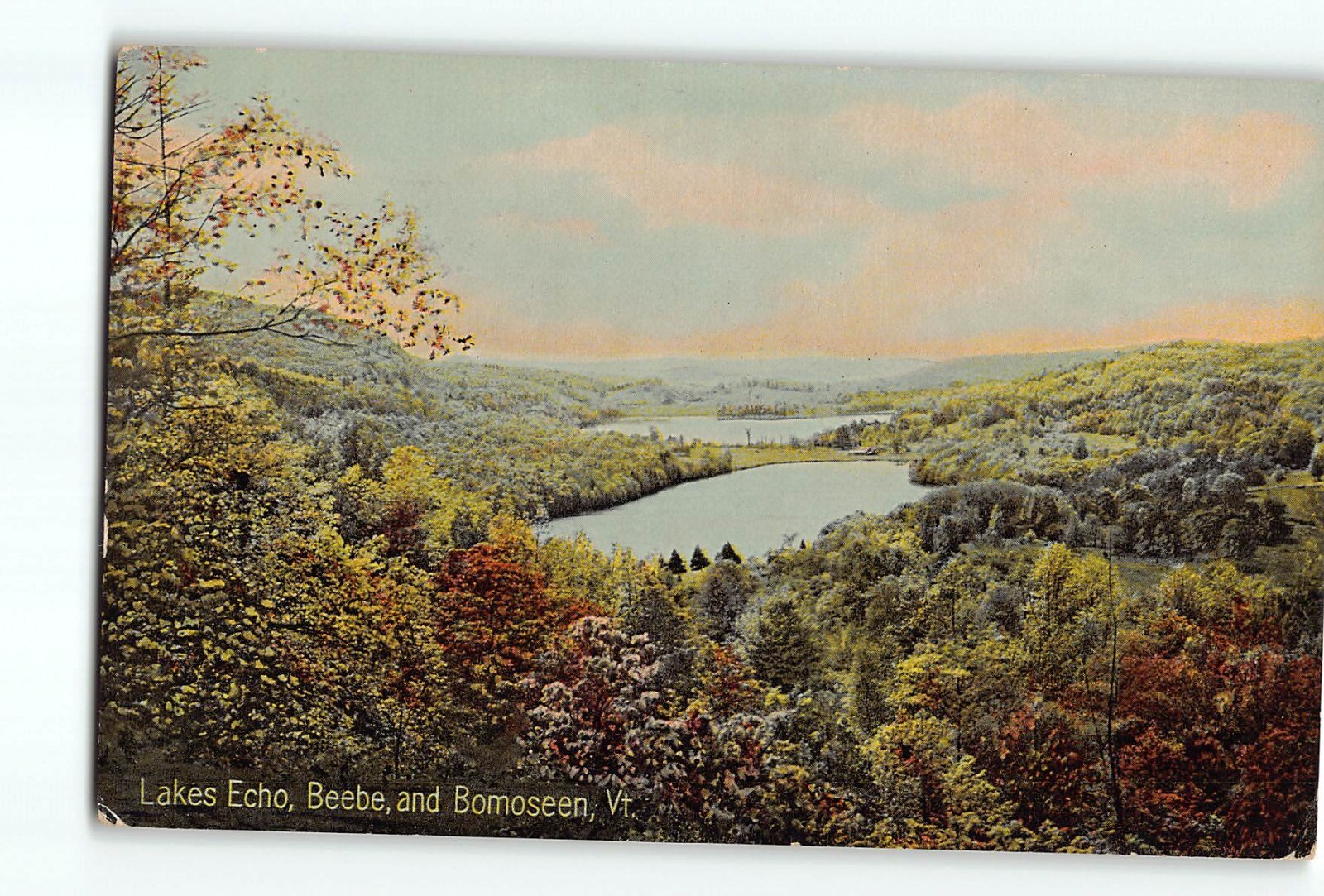 Old Vintage Postcard of Lakes Echo Beebe and Bomoseen Vermont