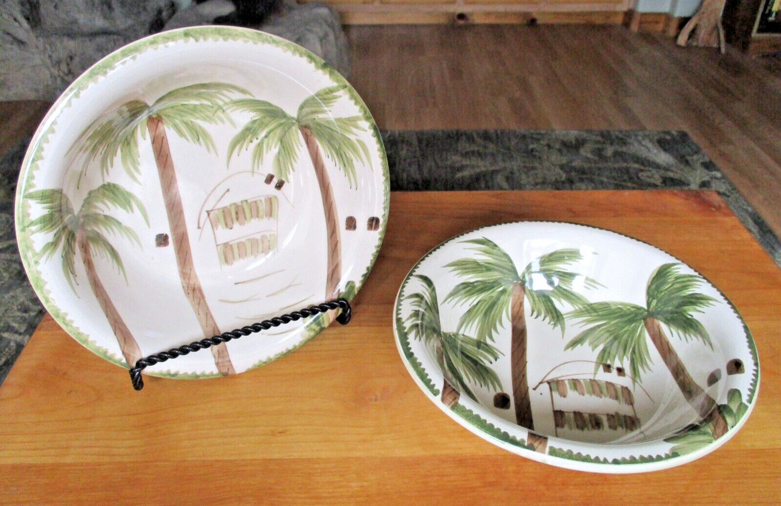 Vintage Mulberry Home Collectable Soup/pasta Bowls 2004 8.25x2 Set Of 2 PALM