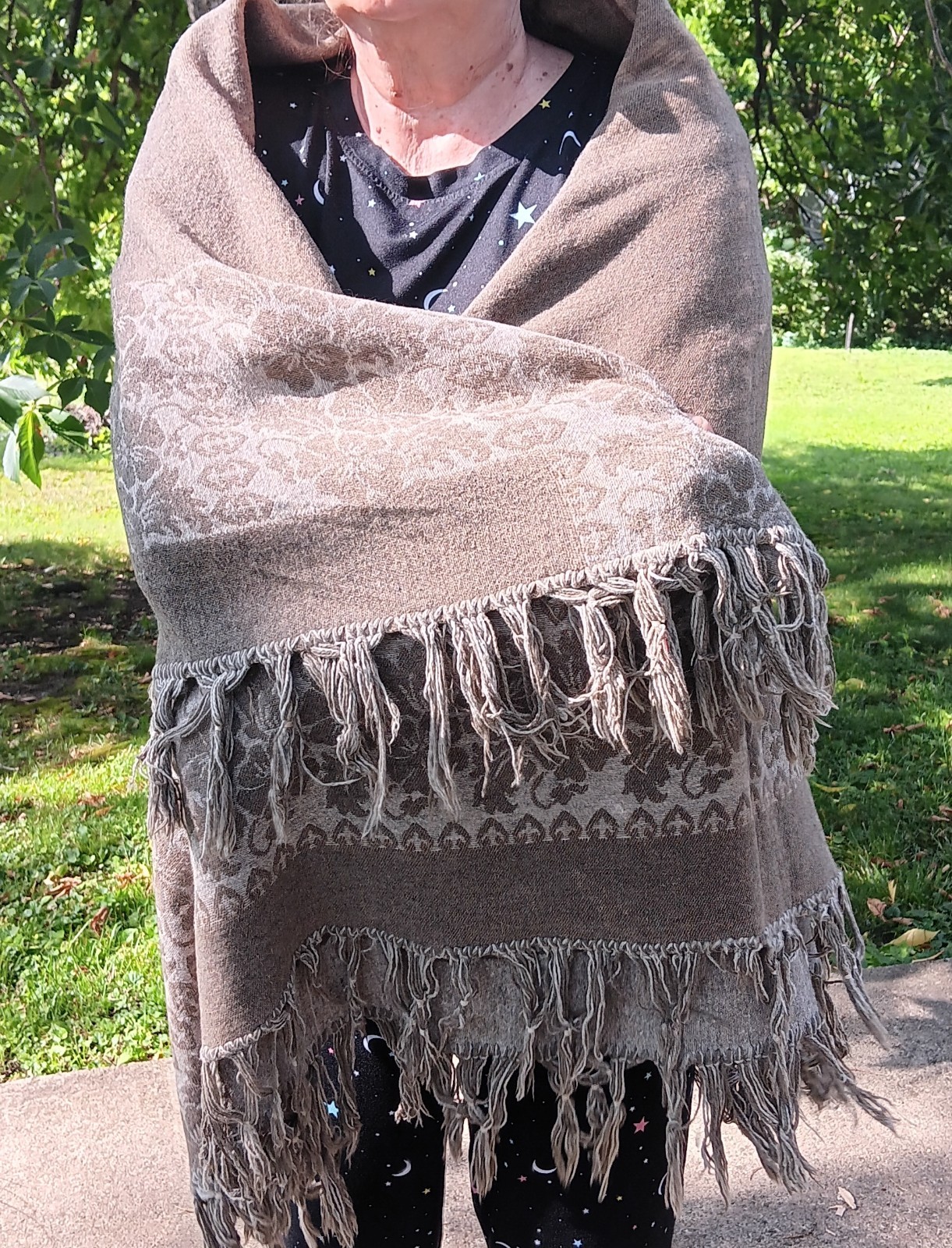 Antique 1870 - 1880\'s Victorian Square Wool  Shawl Repeating Design