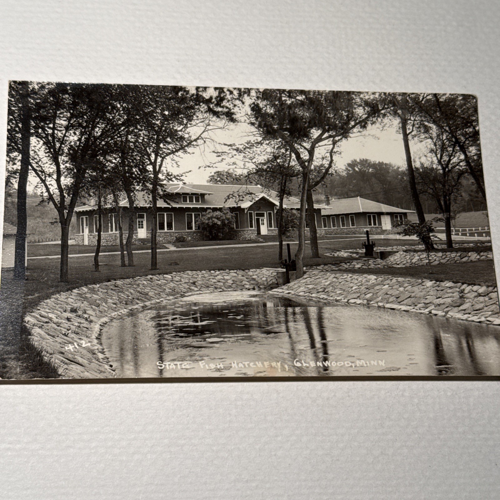 Vintage Real Photo Postcard Rppc State Fish Hatchery Glenwood Minnesota