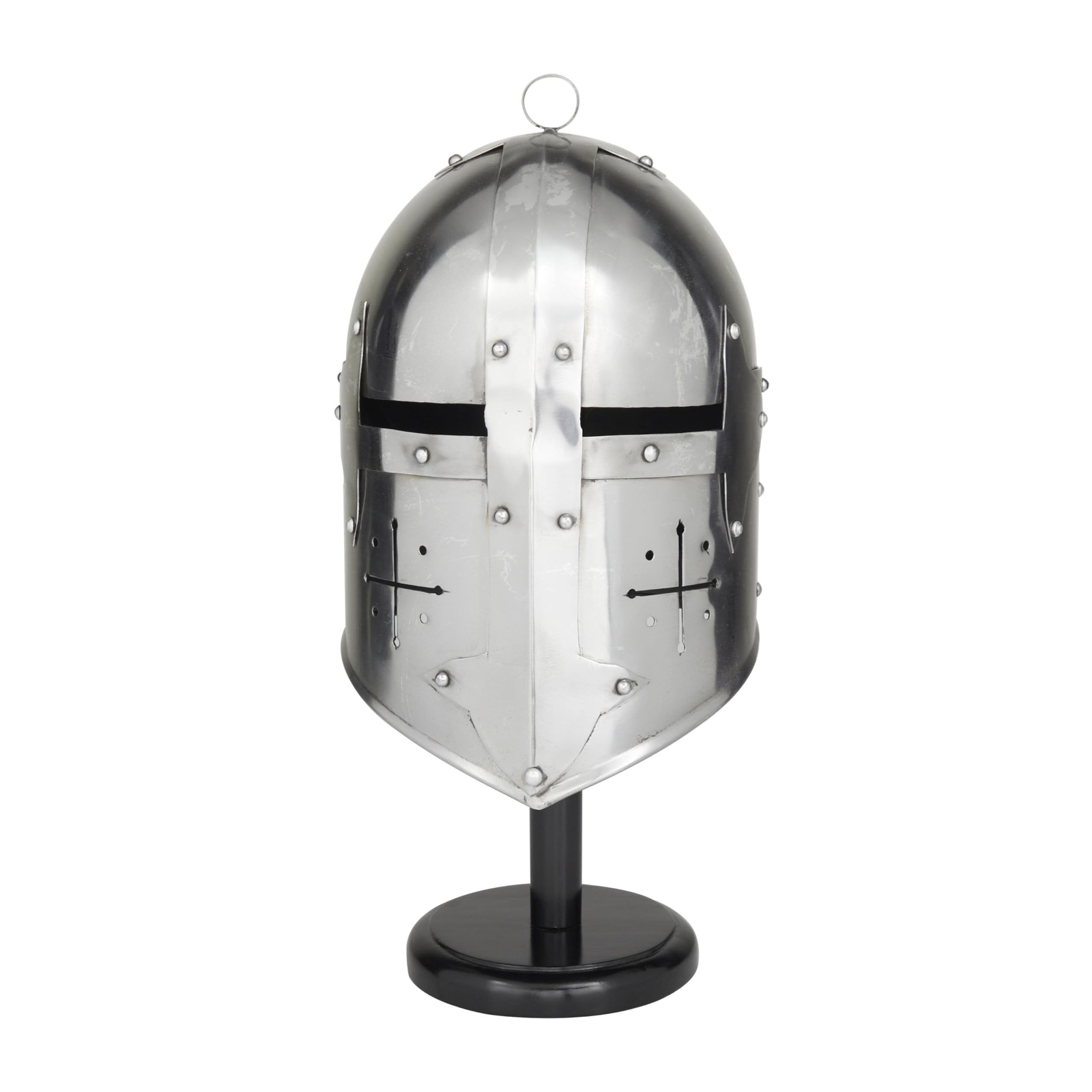 Deco 79 Metal Medieval Knight Crusader Helmet with Black Wood Stand, 9 Deco 79 Metal Medieval Knight Crusader Helmet with Black Wood Stand, 9