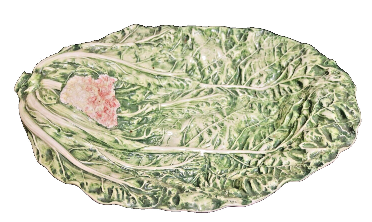 Gump\'s San Francisco Italian Majolica Lettuce Leaf Platter 1960s 24\