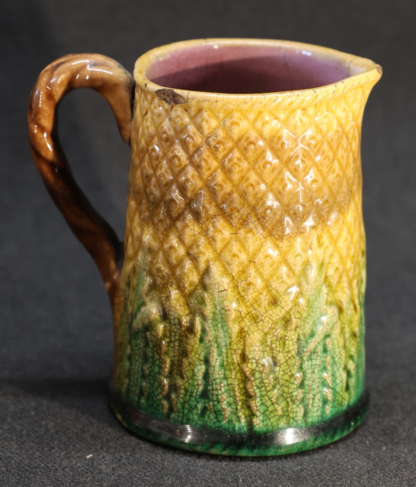 Antique Majolica Pineapple Creamer or Miniature Pitcher
