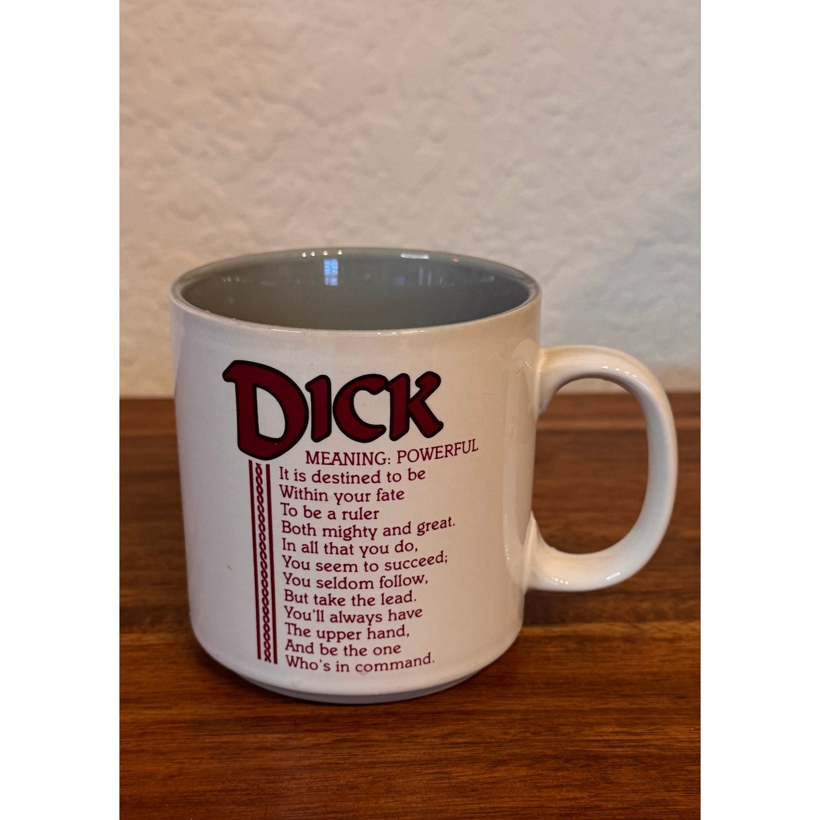 Vintage 1980s Papel “Dick” Poetry Name Mug – Meaning: Powerful