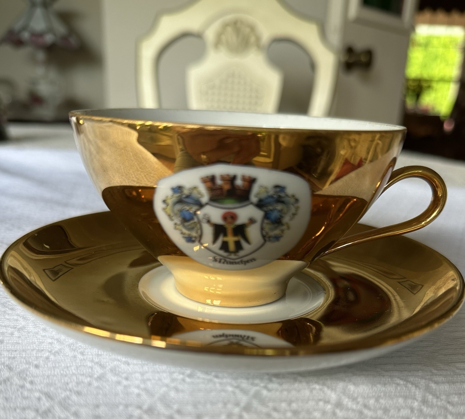 Vintage- Souvenir Cup  & Saucer - Gold - Munchen Munich Germany