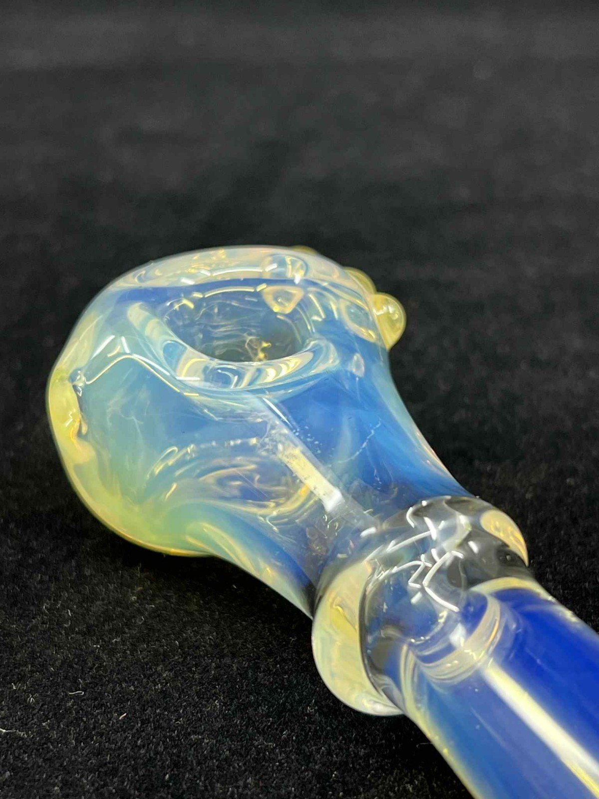 American Glass Blowing - Spoon Pipe Blue Silver Fumed - 6 inches Long