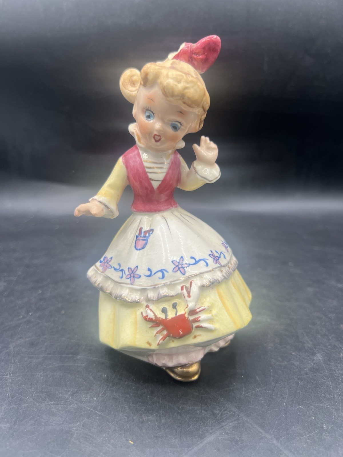 Vintage Ucagco Japan Ponytail Girl Crab Figurine Eeeak 5.5\