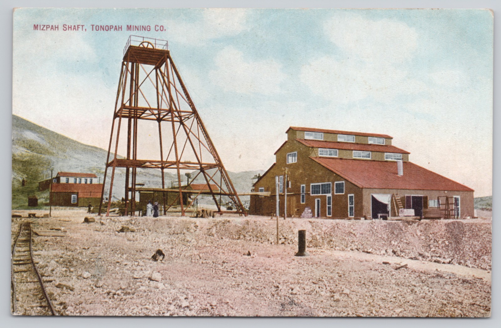 1909 Mizpah Shaft Tonopah Mining Co Nevada Gray News Antique Postcard