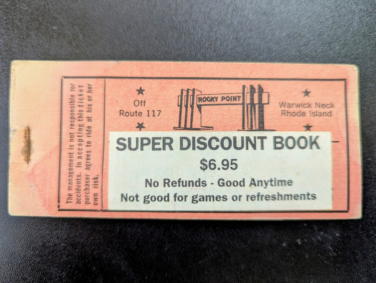 Vintage Rocky Point Amusement Park Ride Ticket Book Warwick, Rhode Island