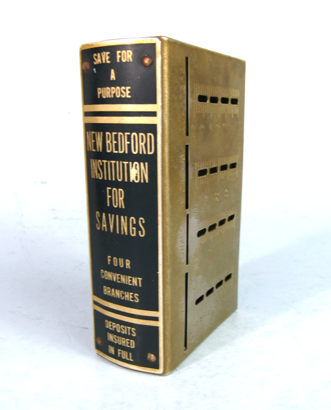 NEW BEDFORD INSTITUTION FOR SAVINGS Vtg Standard Thrift Coin Sorter Book Bank