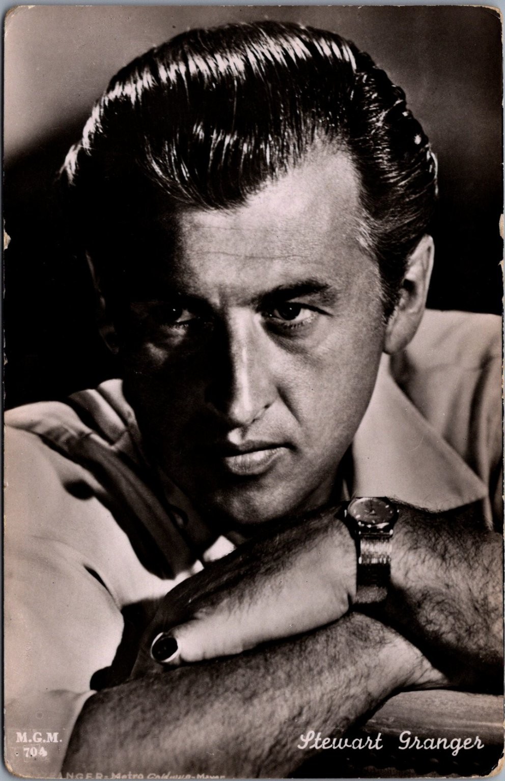 Stewart Granger Vintage M.G.M. Real Photo Postcard Filmphoto Service Amsterdam Stewart Granger Vintage M.G.M. Real Photo Postcard Filmphoto Service Amsterdam