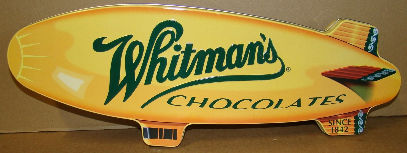 Whitman\'s Chocolates, Since 1842, Airship Blimp Tin, 16 3/4 \