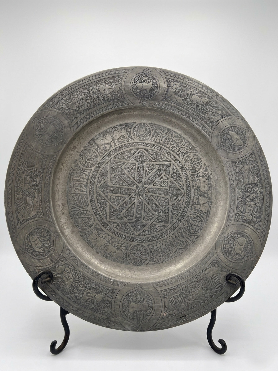 Large Late 19th Century Wall Hanging Antique Copper Middle Eastern Charger Plate