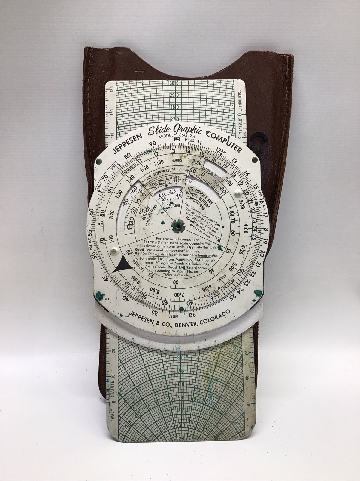 Vintage Jeppesen Slide Graphic Computer Model CSG-2A & 3-Way Slide w Case