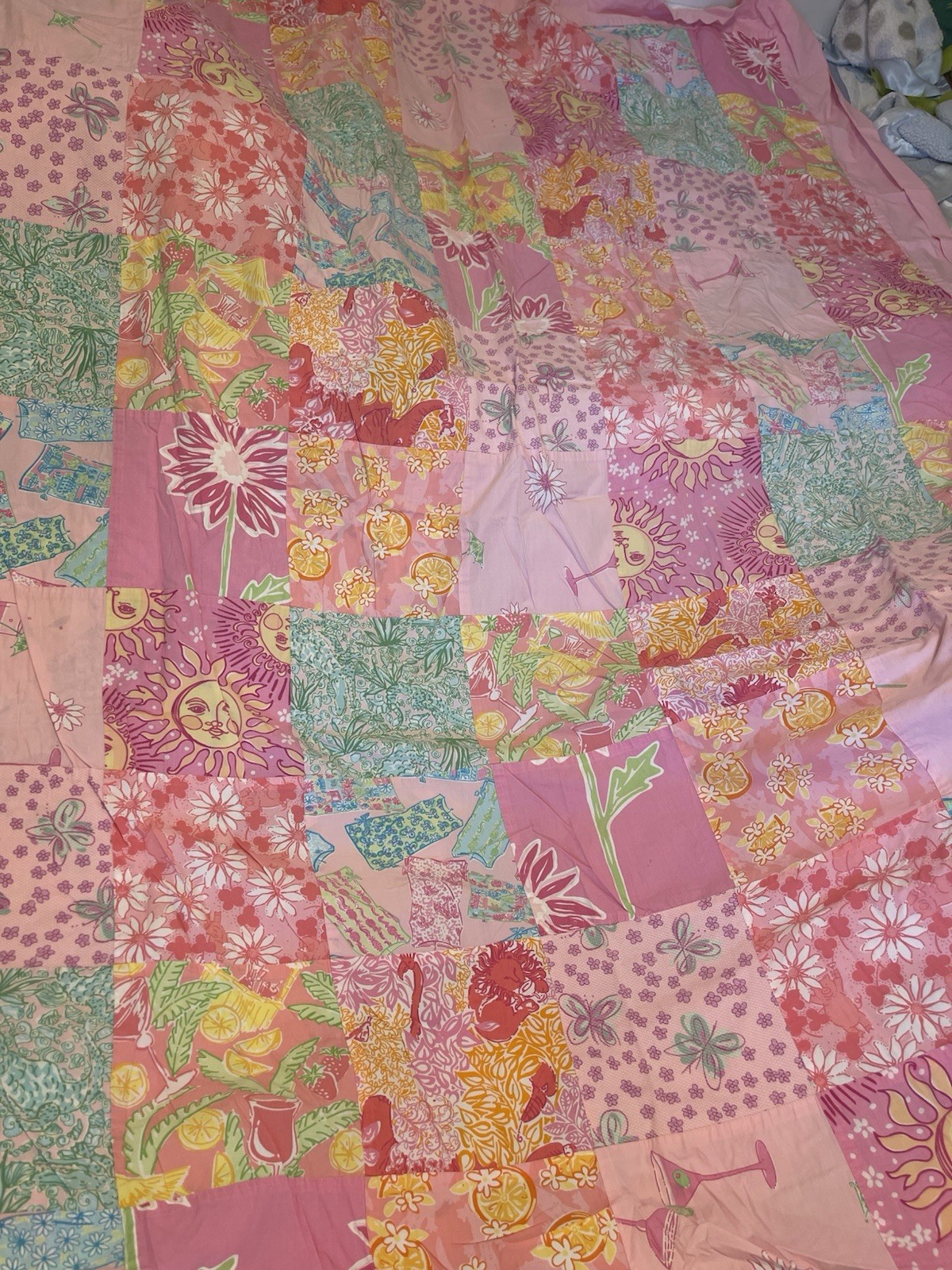 Vintage Lilly Pulitzer Twin Size Reversible CottonBed Spread 