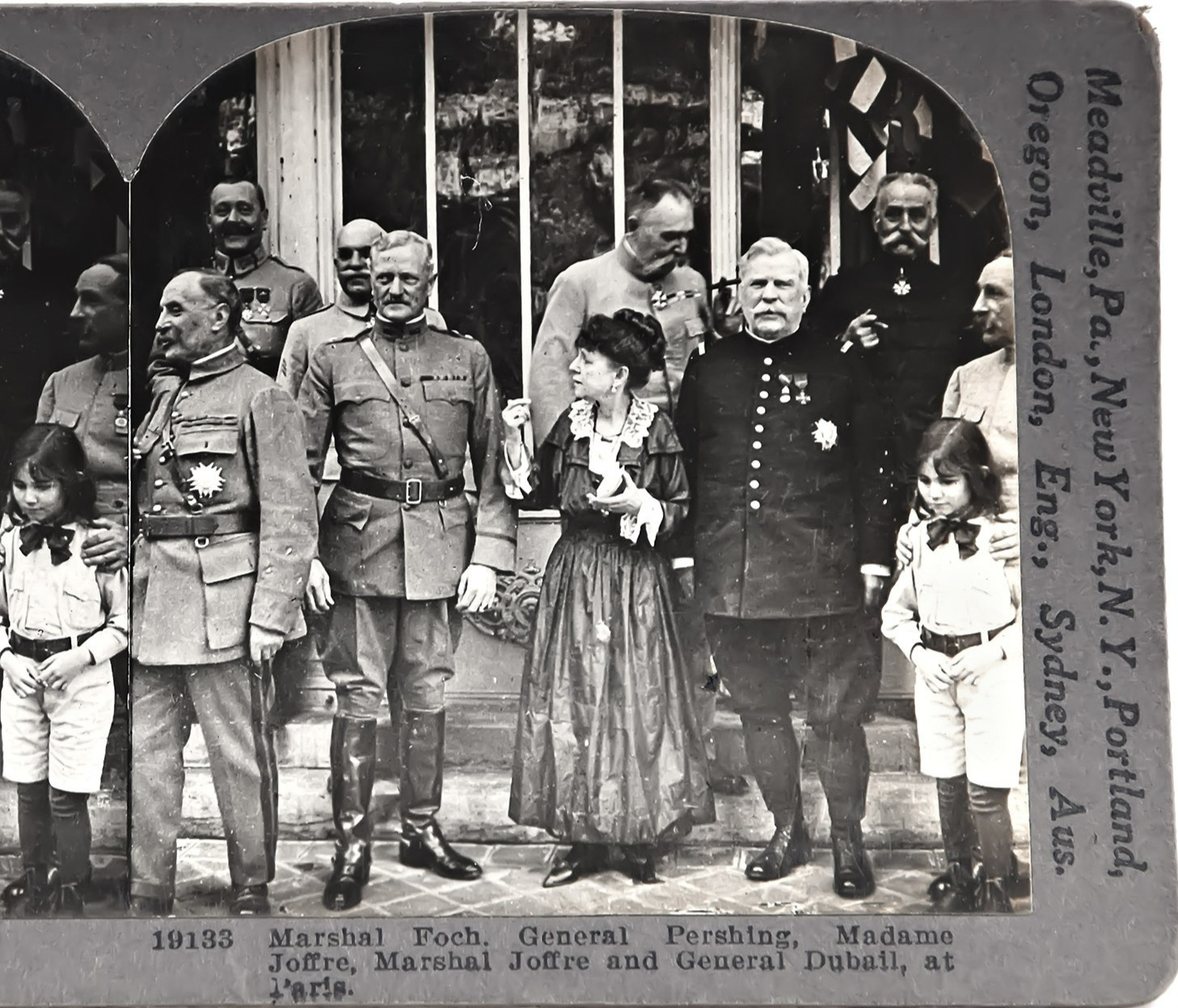 WWI Marshal Foch General Pershing Joffre Dubail Paris Stereoview Card -SC236