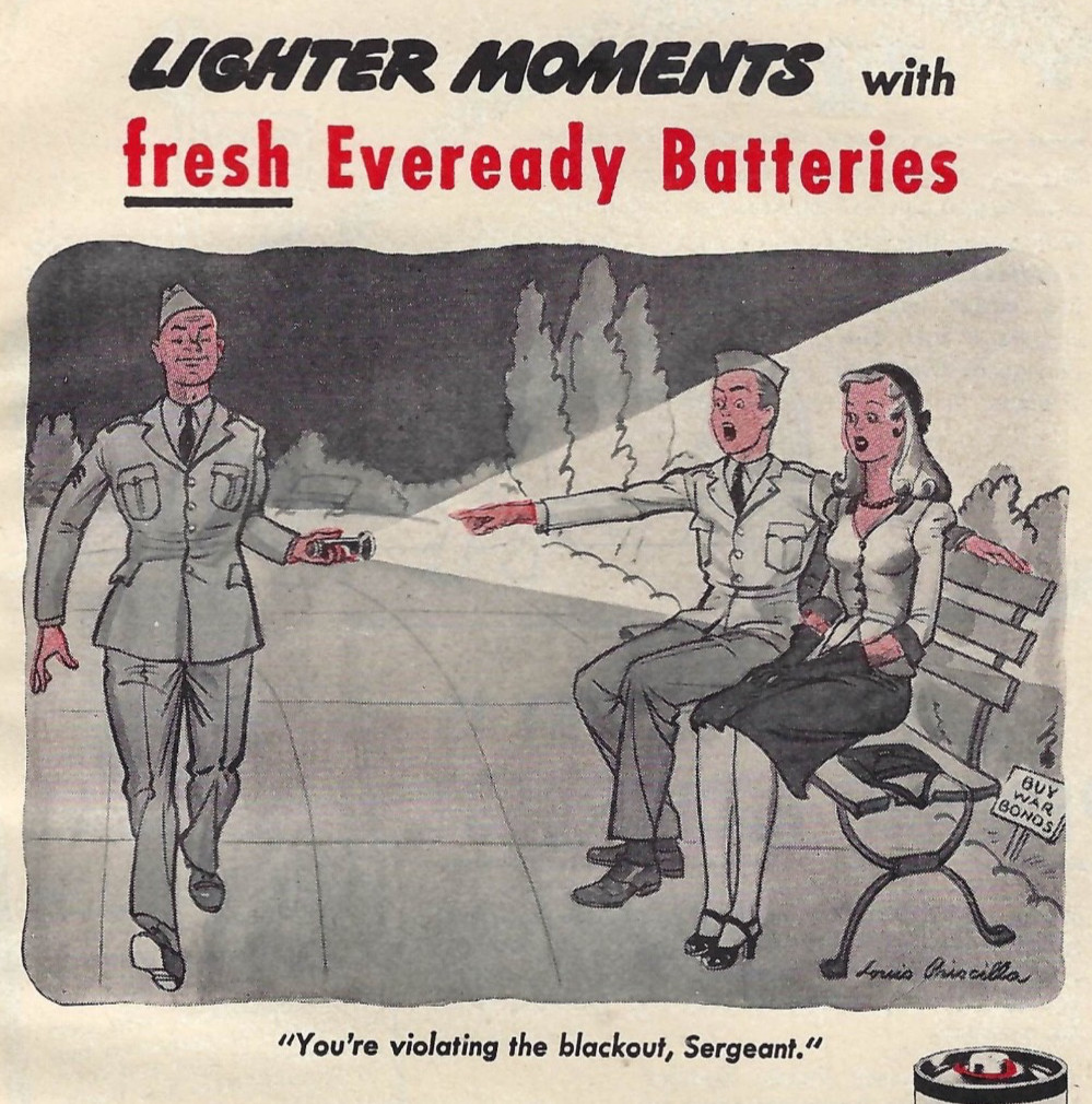 1944 Eveready Batteries National Carbon Co 6x9 Vintage Print Ad - Red Cross