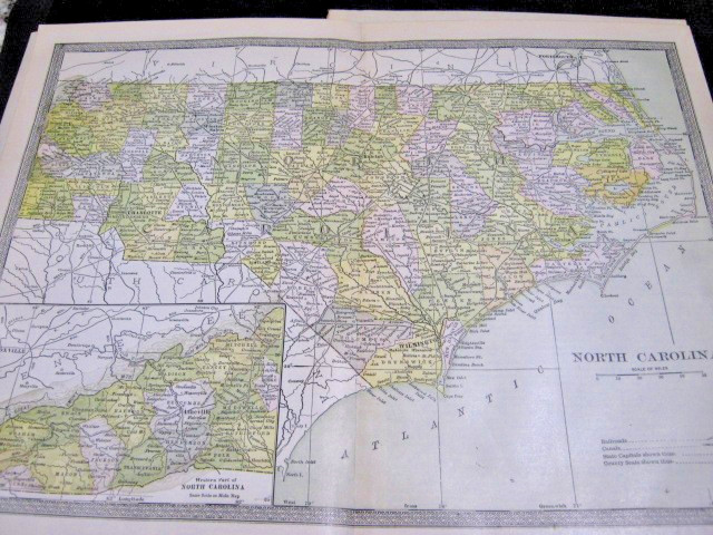 Vtg 1912 NORTH CAROLINA Map 10 X 12\ Vtg 1912 NORTH CAROLINA Map 10 X 12\