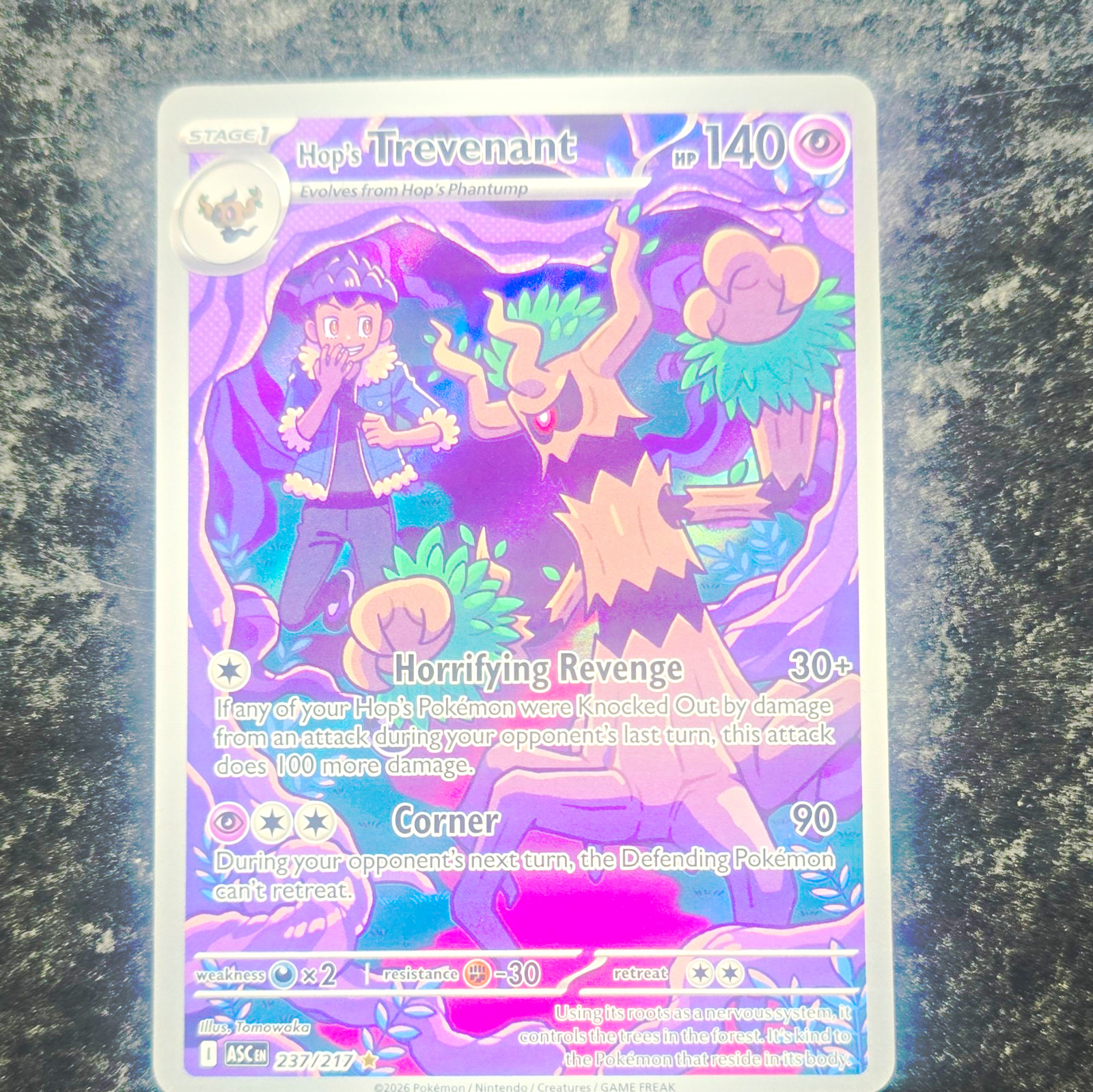 Pokémon TCG Hop\'s Trevenant 237/217 Temporal Forces Holo Full Art Illus Rare