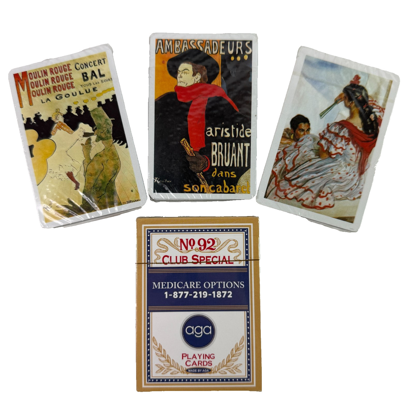 Lot of 4 Vintage Playing Card Decks Moulin Rouge Piatnik Toulouse Lautrec Sealed