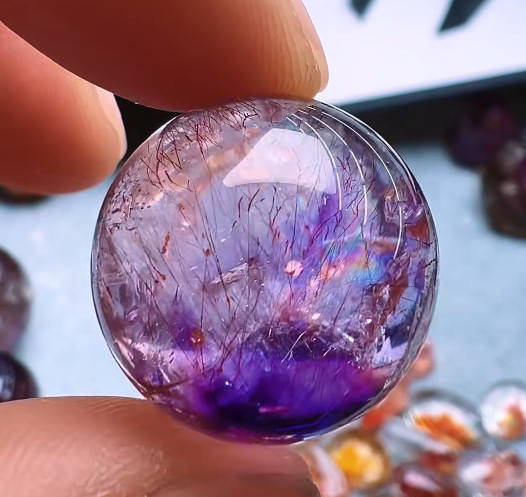 20mm Natural Super Seven Amethyst Quartz Sphere Crystal Ball Reiki