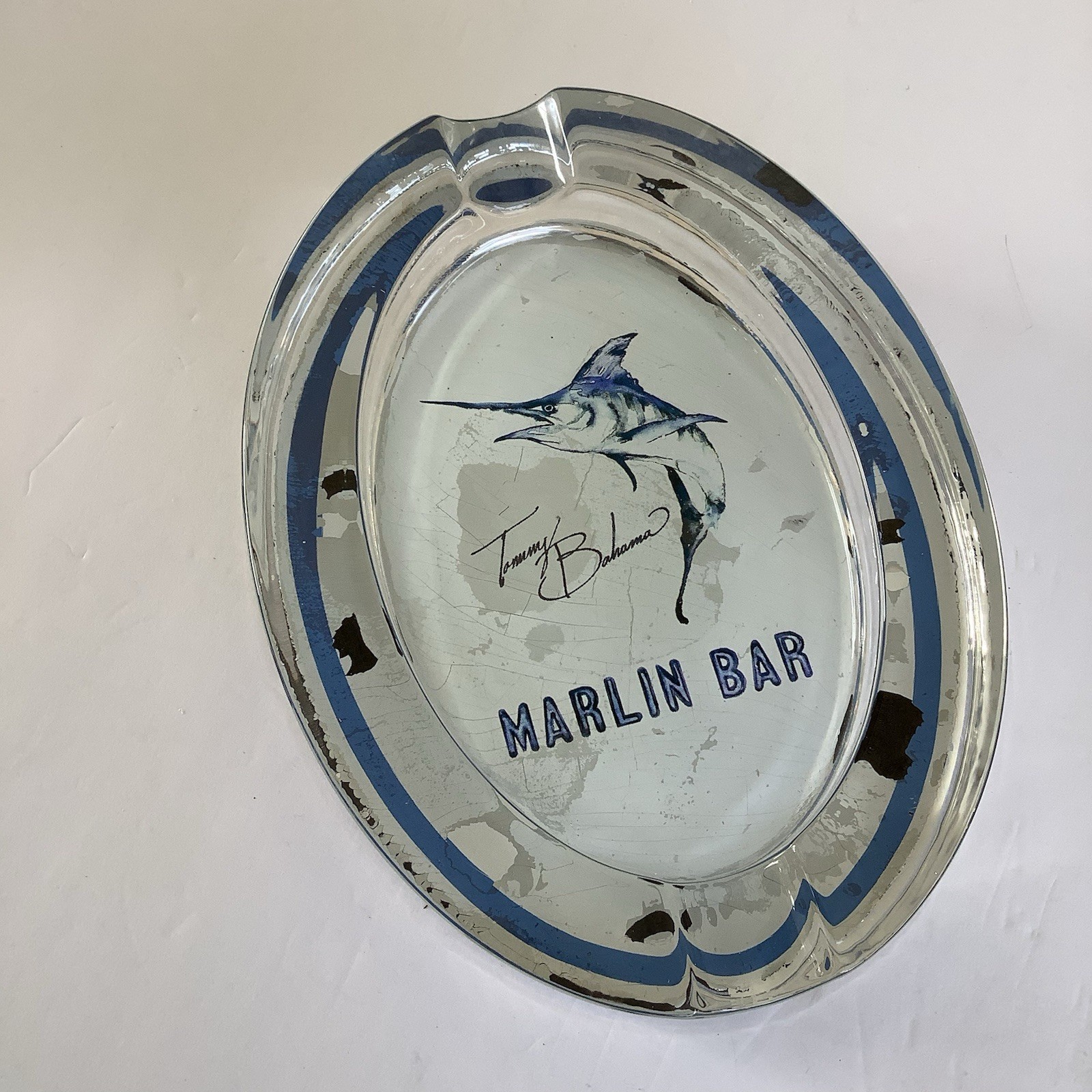 Tommy Bahama Marlin Bar Glass Cigar Ashtray Marlin Fish TH34522 Vintage Style