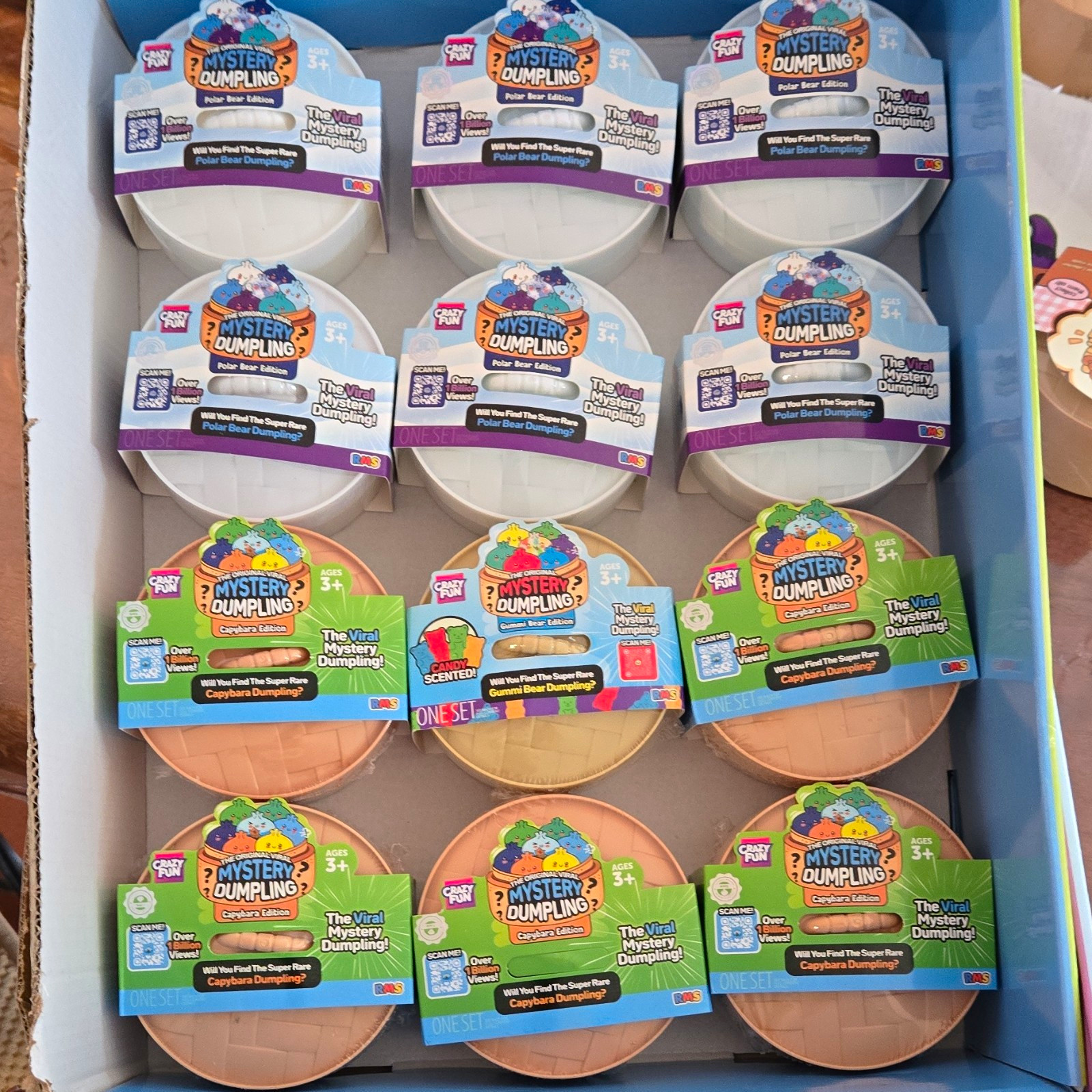 RMS Crazy Fun Mystery Dumpling 6 Polar Bear  1 Gummy Bear And 5 Cappybara Lot 12
