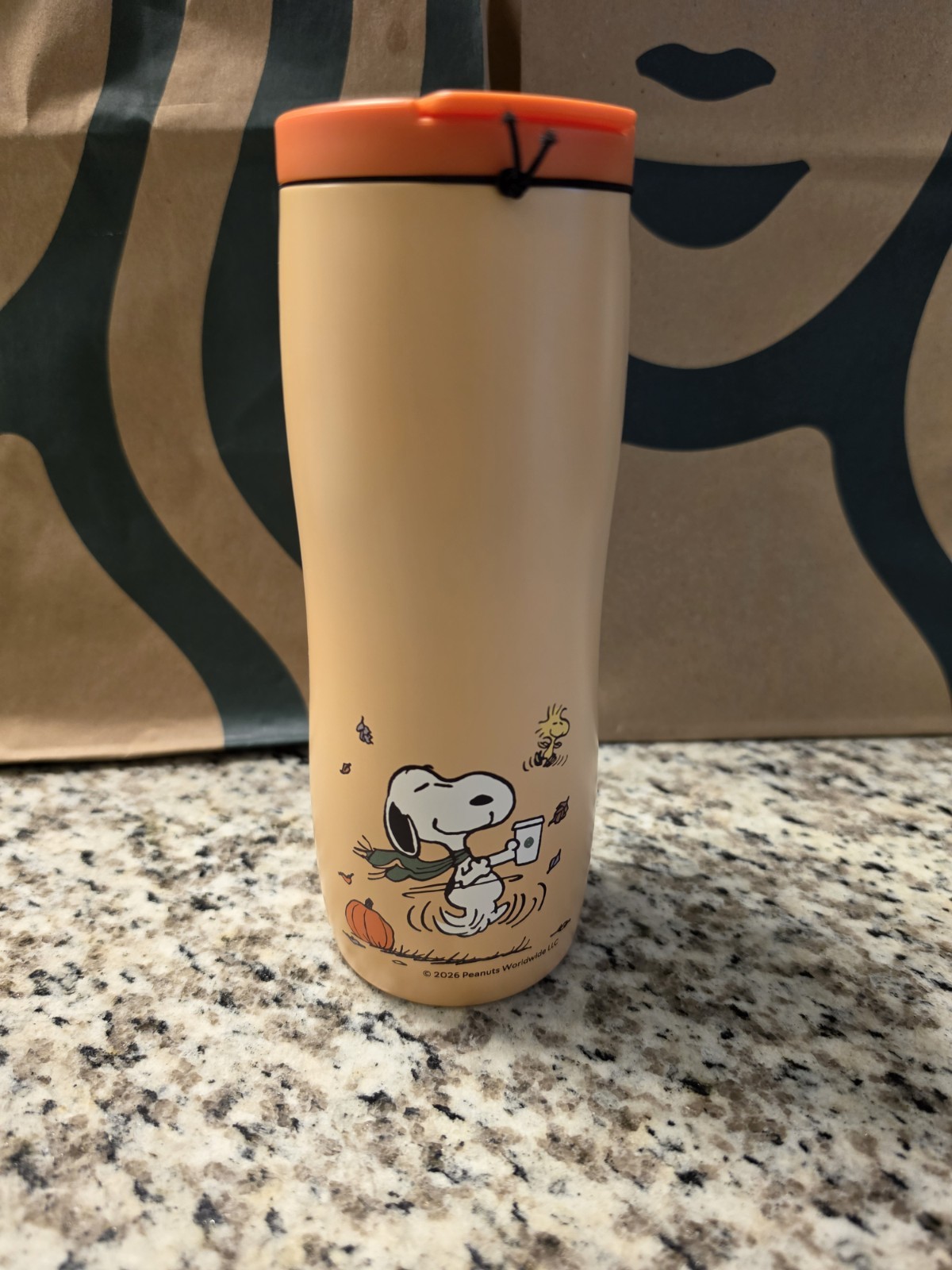 Starbucks x Peanuts 2026 Snoopy 16 oz Stainless Tumbler Orange AUTHENTIC 🧡💫