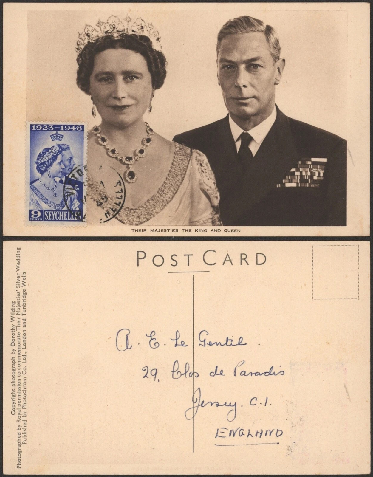 Seychelles - British Royal 25 Wedding Anniversary- 1948 - Maximum Card Postcard