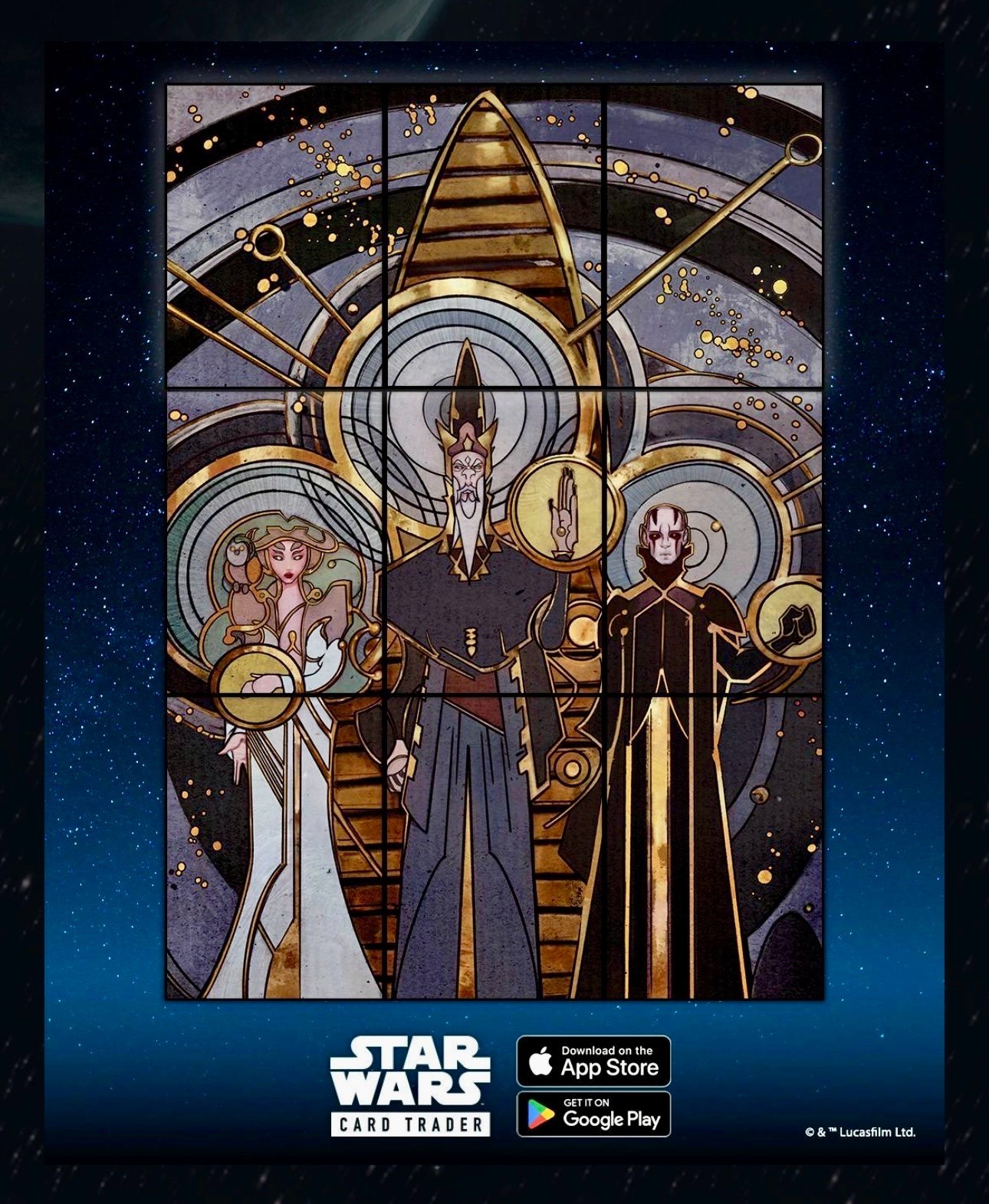 MASTERWORK LOTHAL TEMPLE PAINTING PUZZLE SR 9 CARD SET TOPPS STAR WARS TRADER