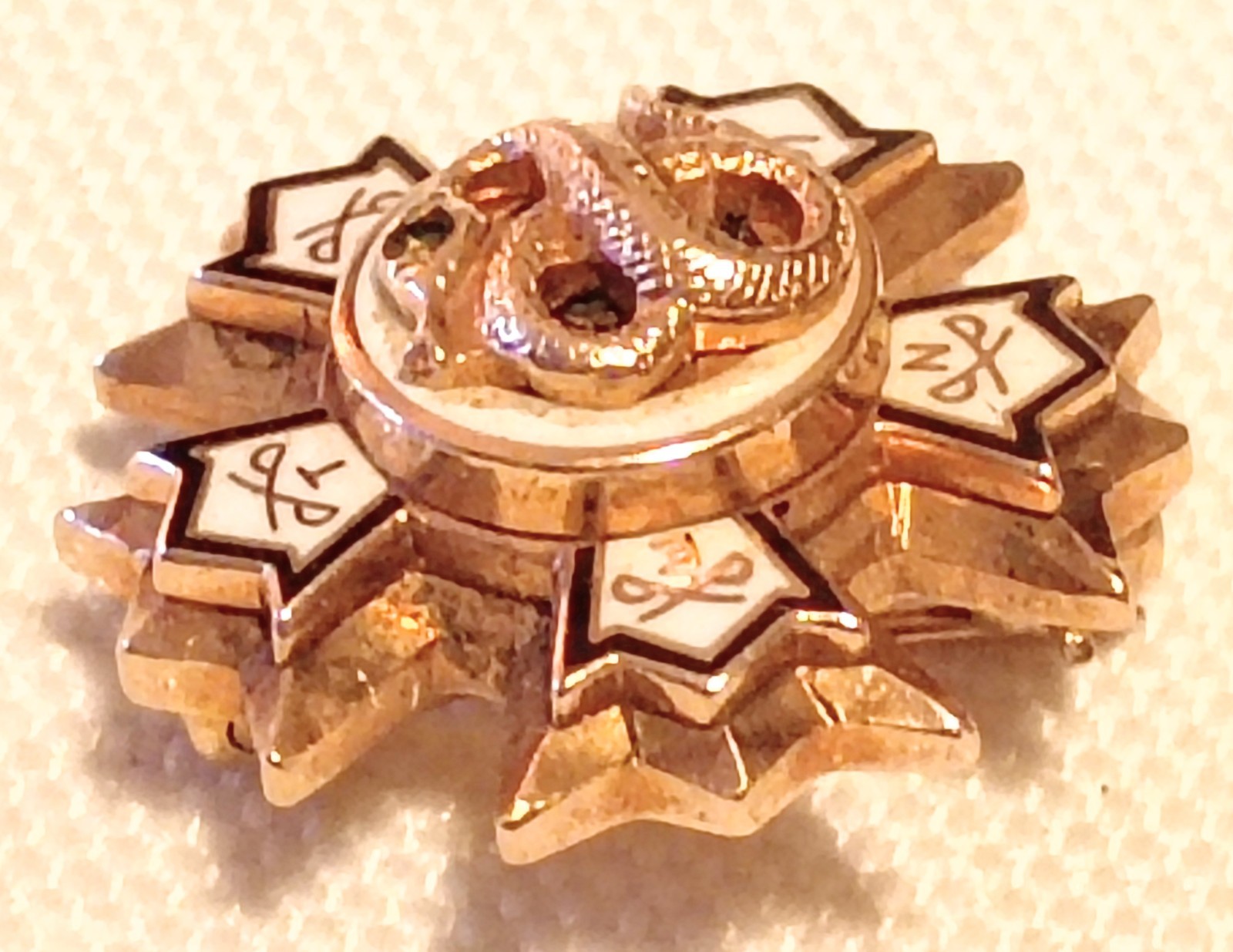 3.4g 10k Gold Snake Fraternity Broach TTENE 16mm