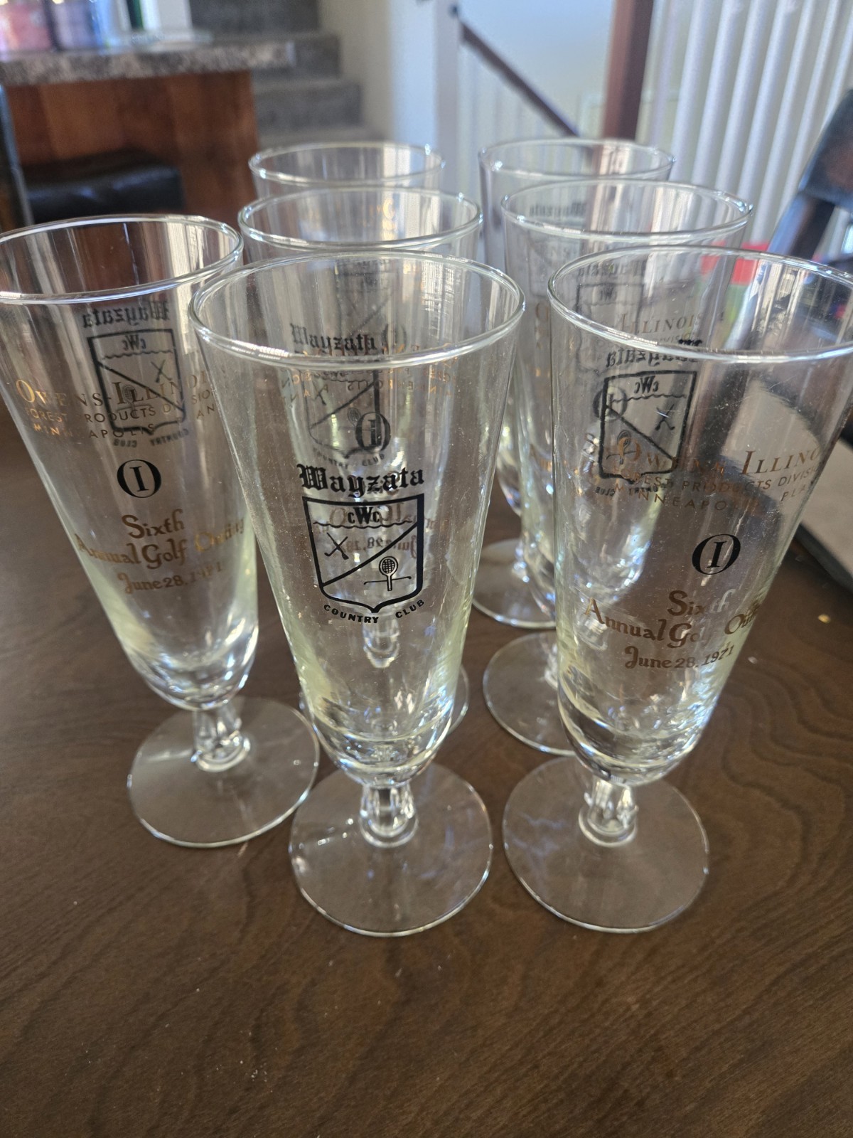 7 Vintage 1971 Wayzata Country Club Owens-Illinois Golf Outing Pilsner Glasses