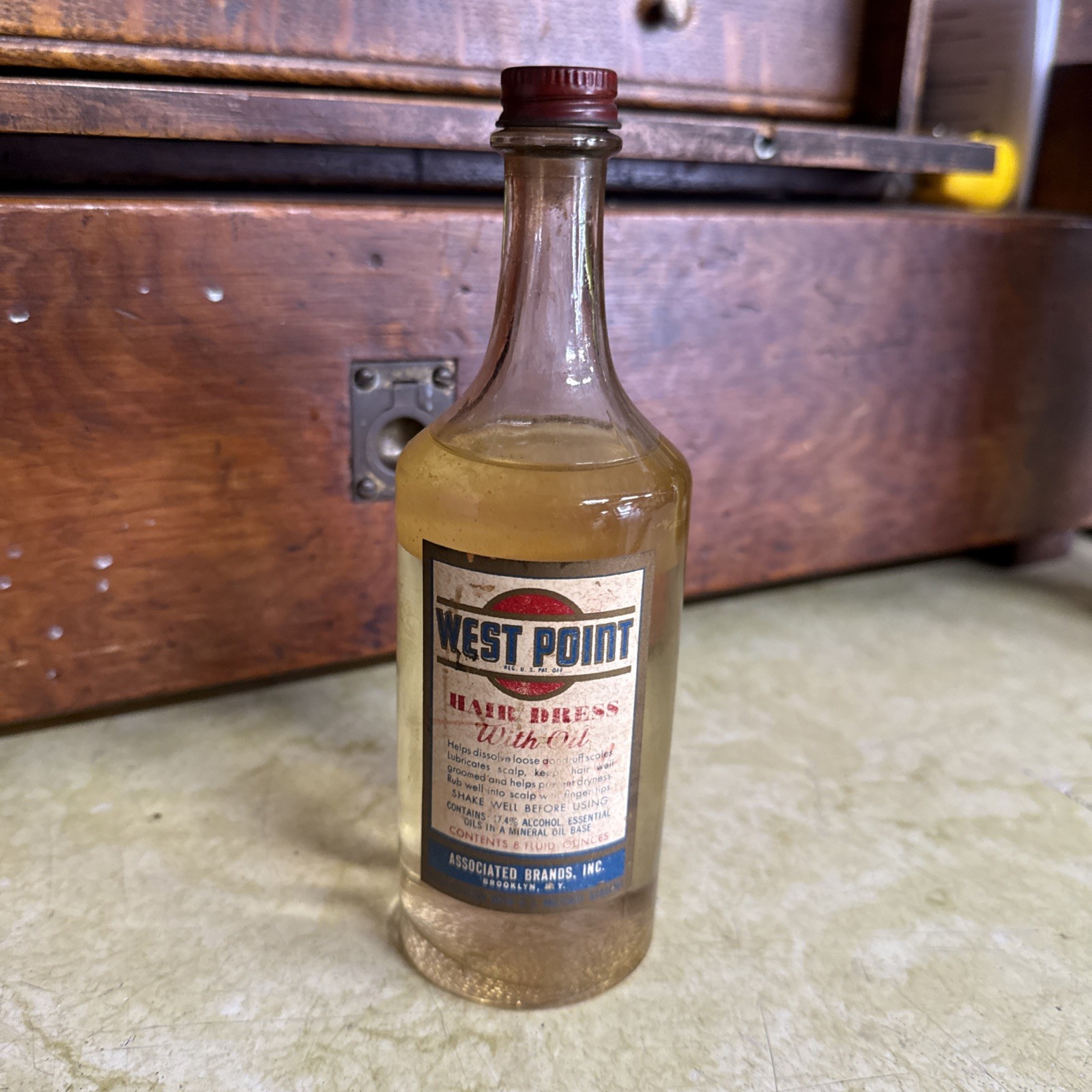 Vintage 1940s-50s West Point Hair Dress Bottle Unused Barber Shop
