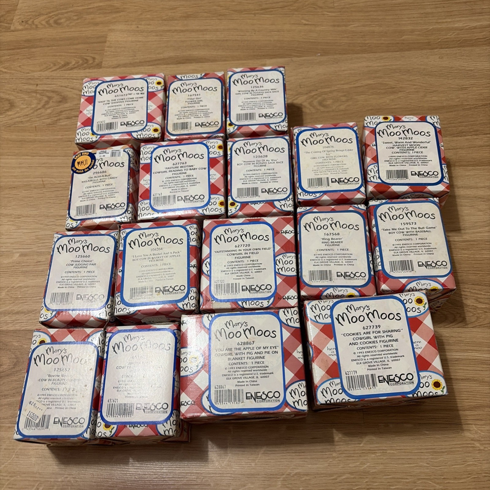 Enesco Mary’s Moo Moos Lot of 17 Cow Figurines Collectibles with Original Boxes