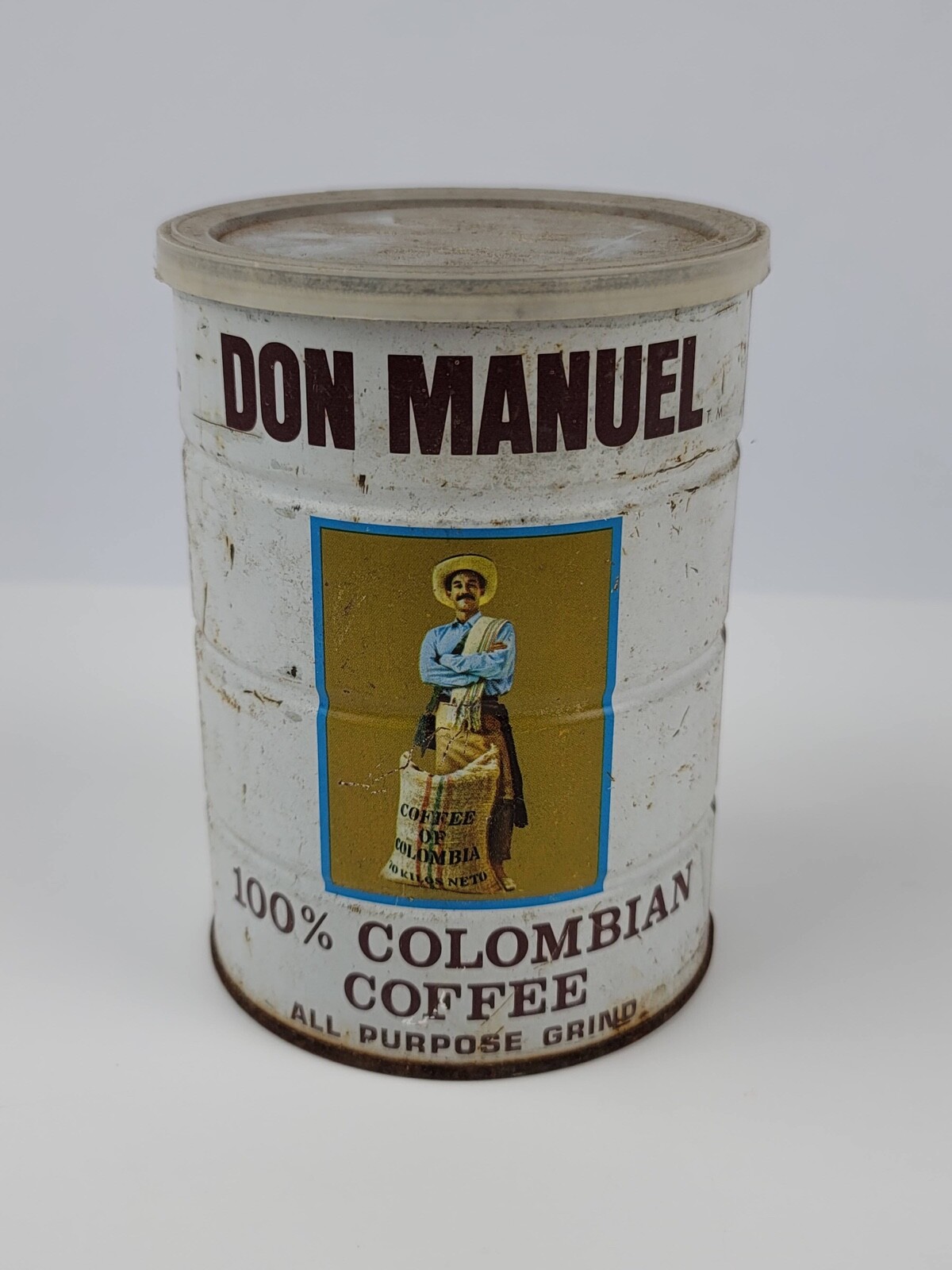 Vintage Don Manuel 100% Colombian Coffee 1 lb Can All Purpose Grind Fair Cond
