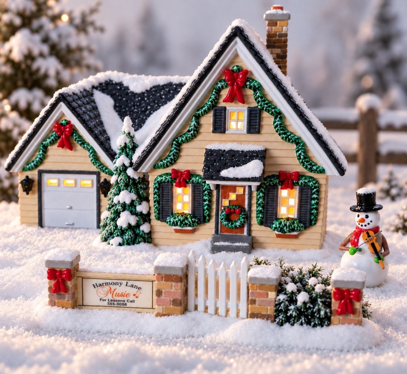 VTG Dept 56 Harmony House 3pc Set Christmas Snow Village Music Lessons 55302 Box
