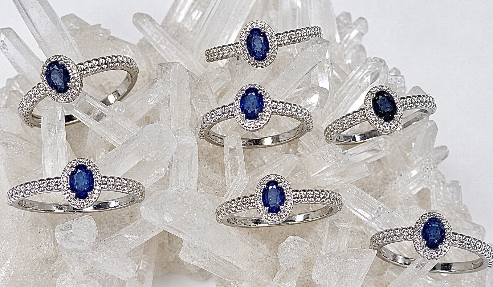 Wholesale Lot 7 Pcs Natural Sapphire White Bronze Rings Crystal Healing