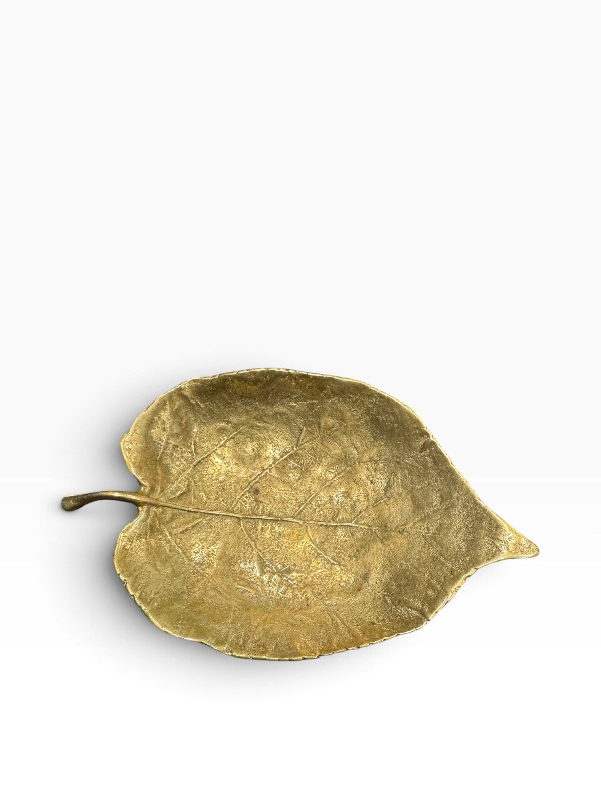 Vintage 1950s VA Metalcrafters Brass Linden Leaf Tray/ Ashtray