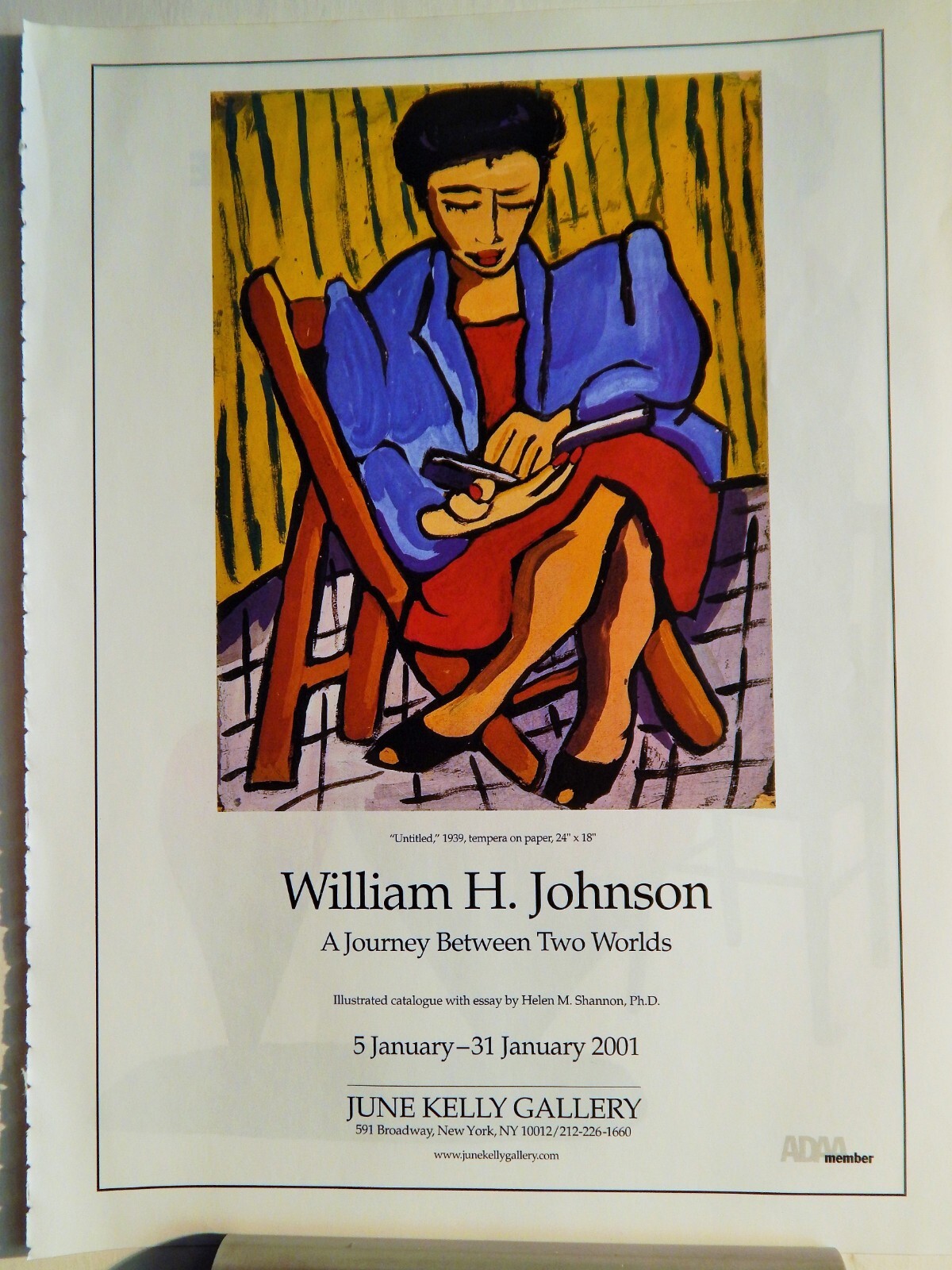 WILLIAM H JOHNSON ART PIECE VTG ORIG 2001 ADVERTISEMENT