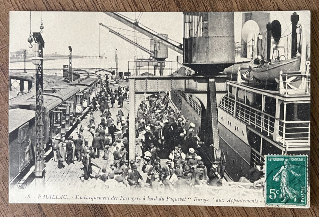 Cpa Postcard Pauillac Embarkation Of Passengers Aboard The Liner Europe