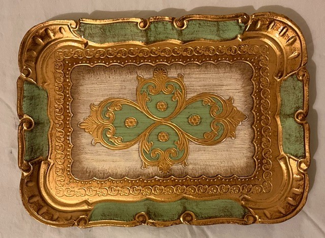 Vintage Italian Hand Painted Wood Tray Set Bellagio Italy Mario Tacchi 4 Pc
