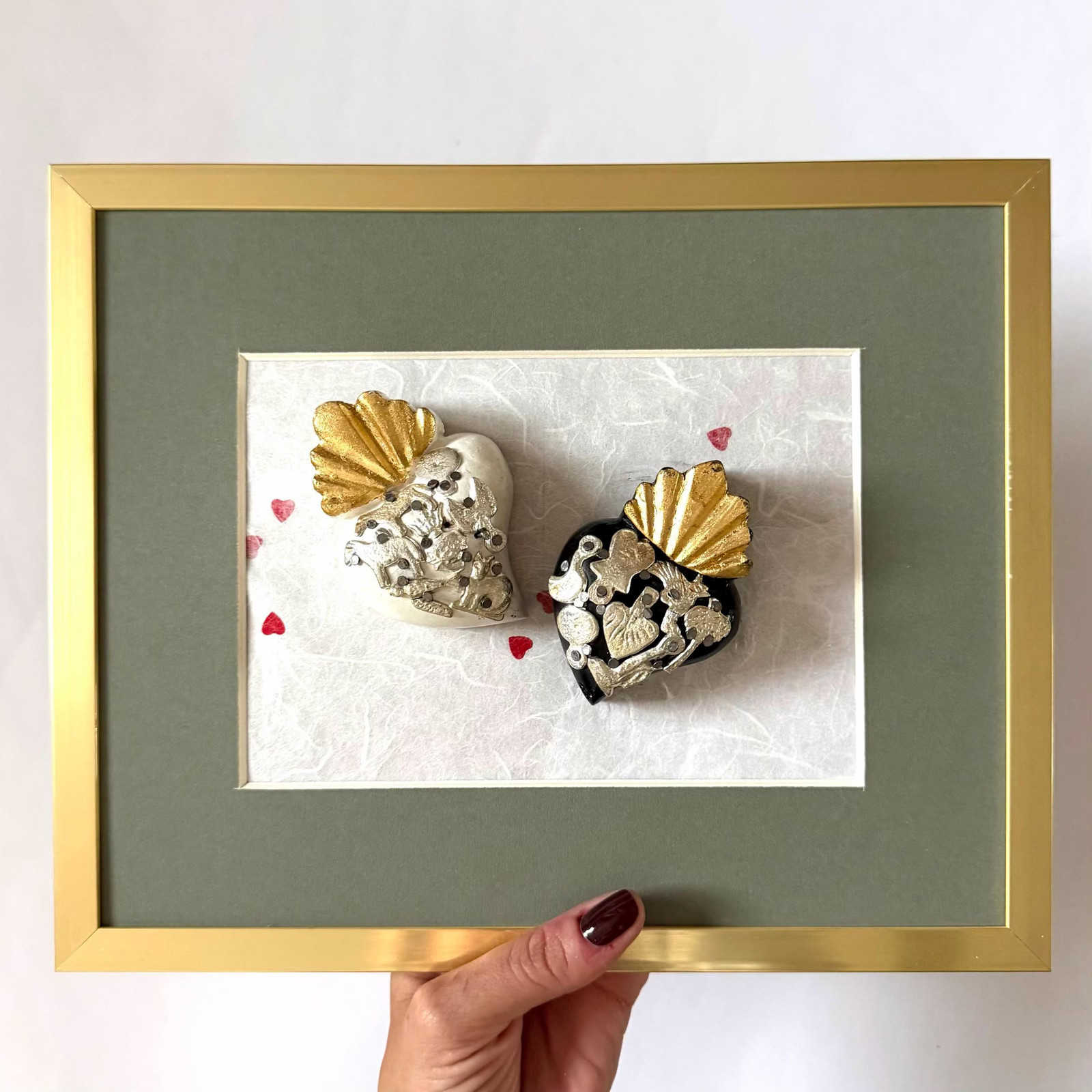 Tin Retablo Art, Eclectic Home Accent, Framed Dos Enamorados 10.5 Tin Retablo Art, Eclectic Home Accent, Framed Dos Enamorados 10.5