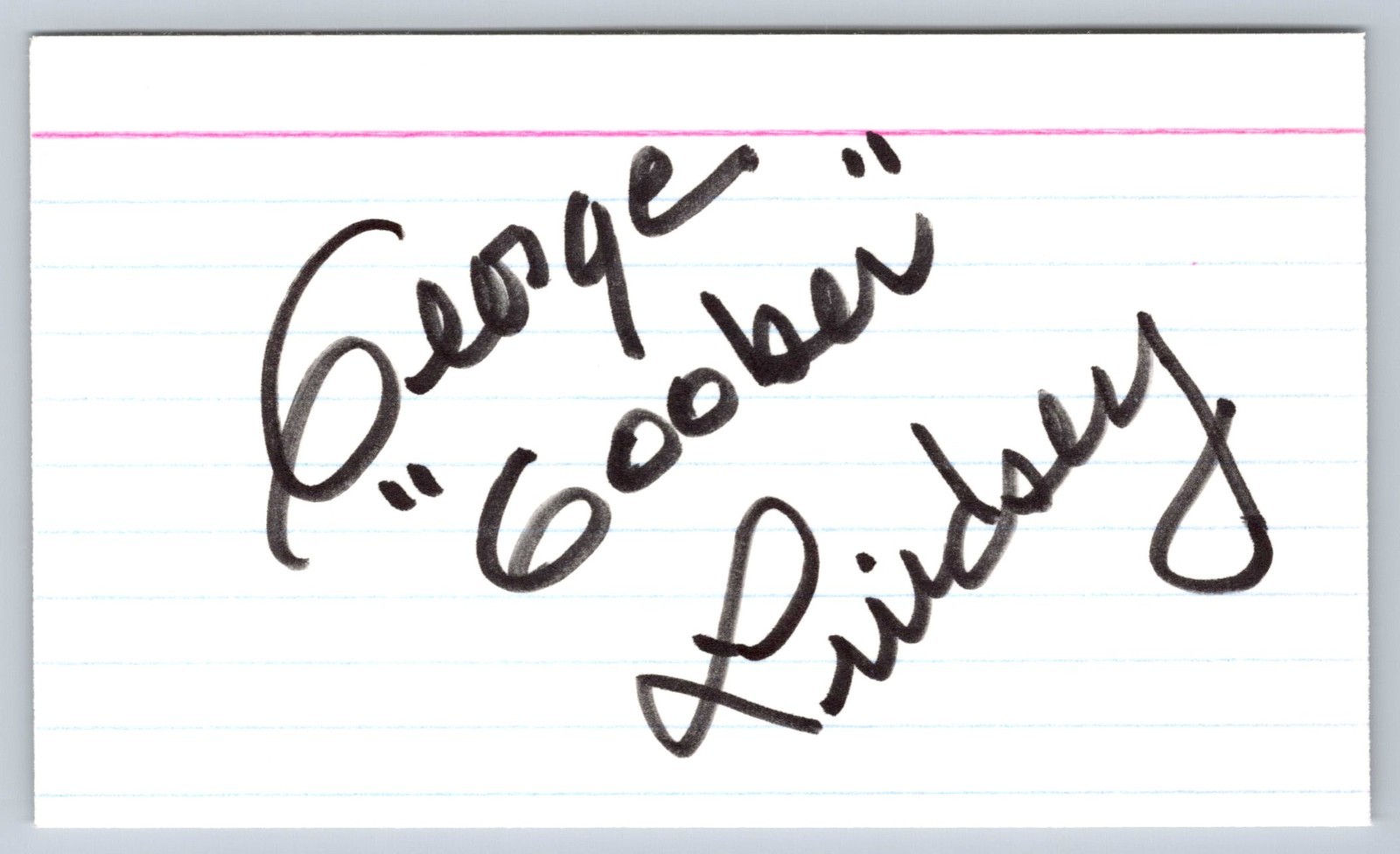 George 'Goober' Lindsey Hand Signed Index Card Autograph - Actor