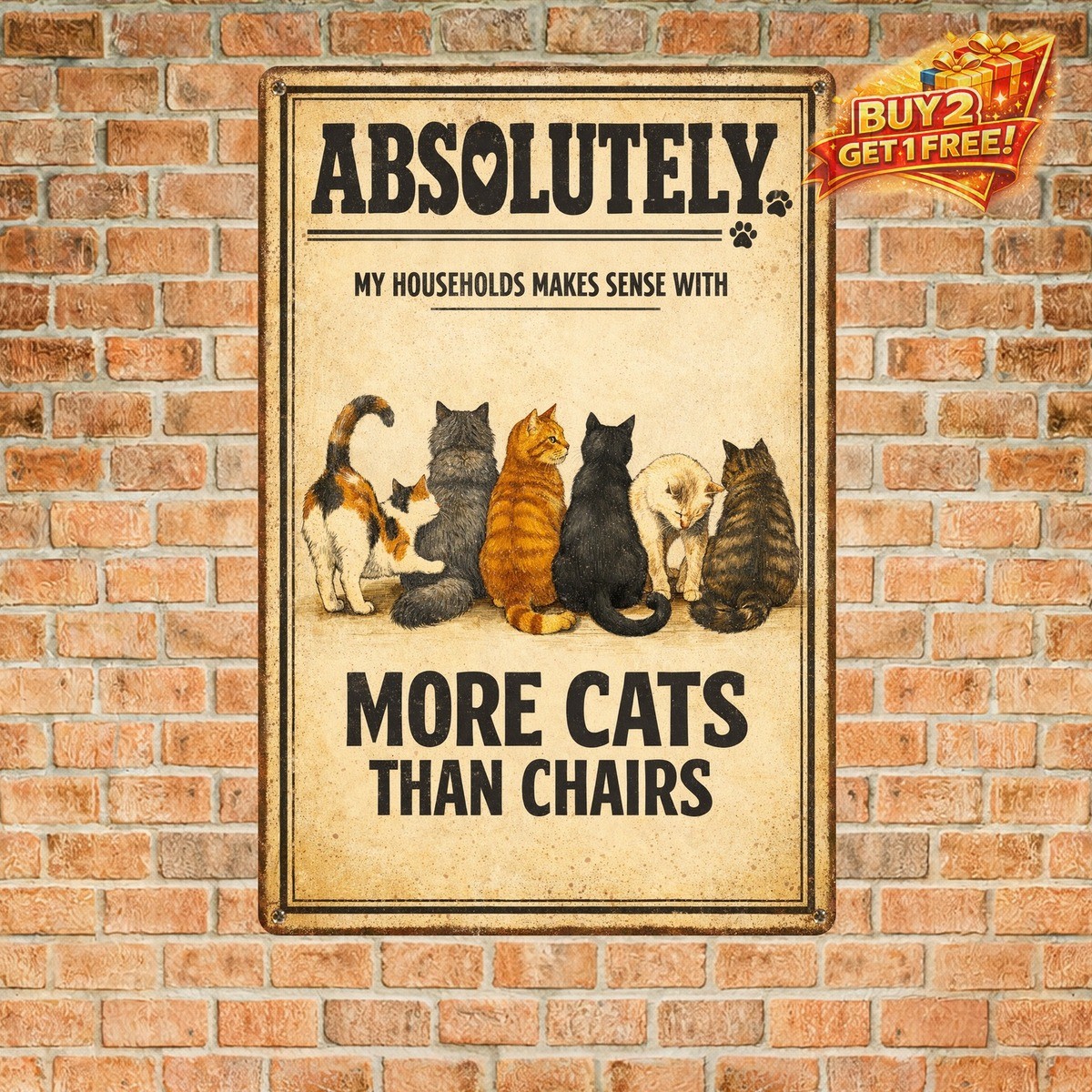 Yes I Really Do Need All These Cats Funny Pet Lover Tin Sign 8x12
