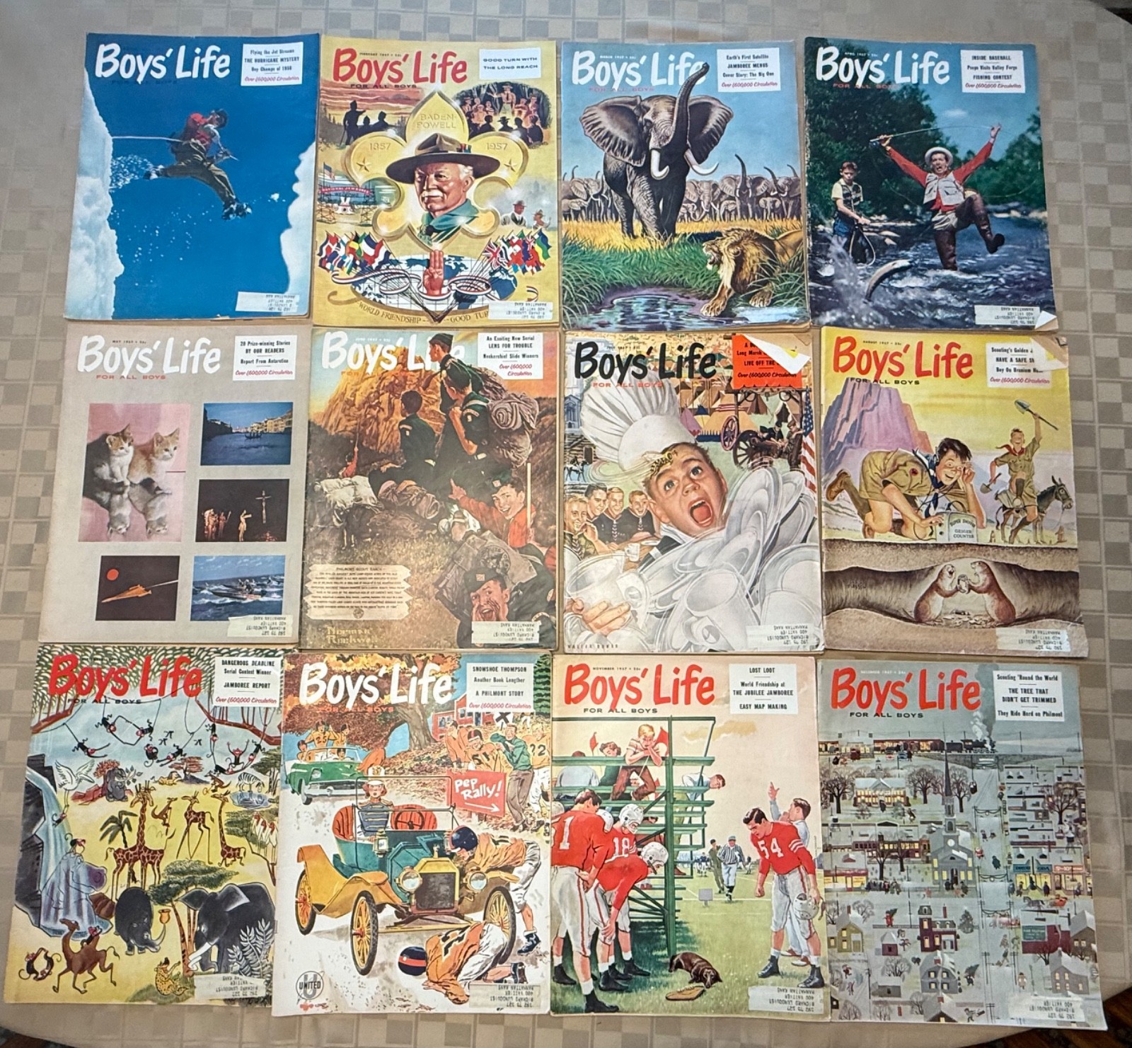 Vintage Boys\' Life Magazine Lot – 1957 Complete - Boy Scouts BSA Scouting