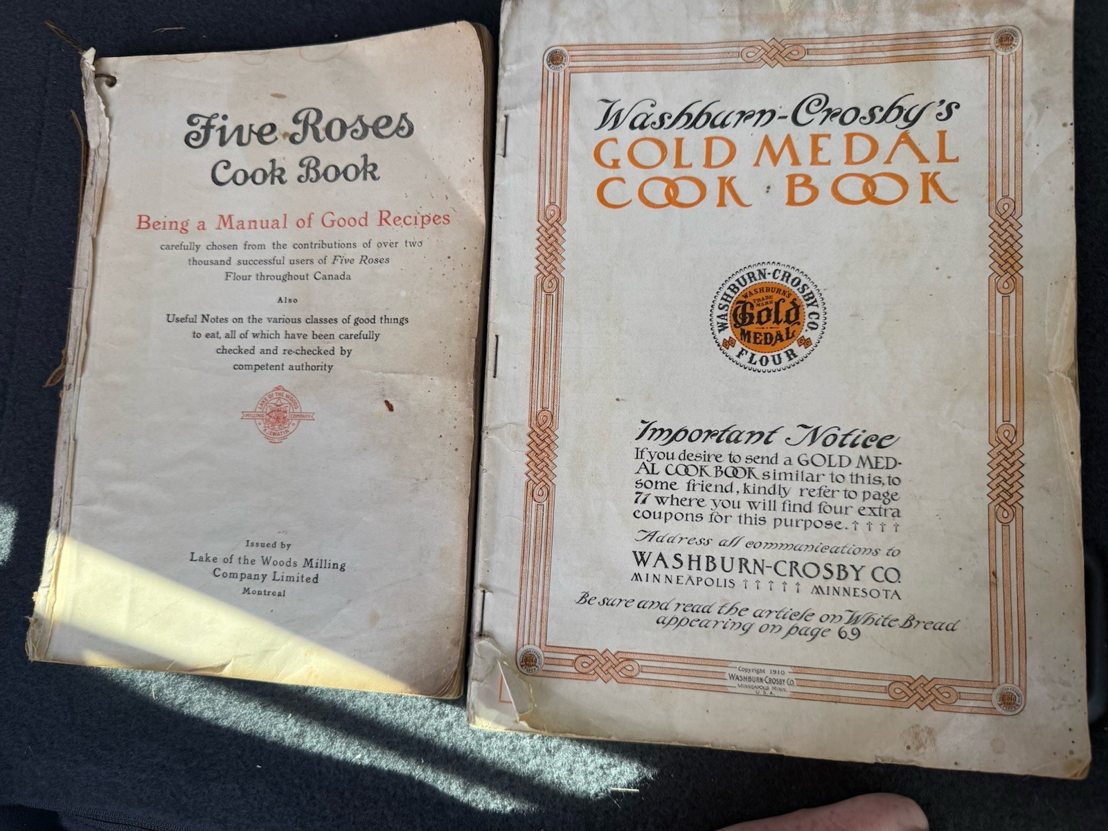 Two Vintage Very Old Cookbooks Gold Medal Flour And Five Roses Rough Condition