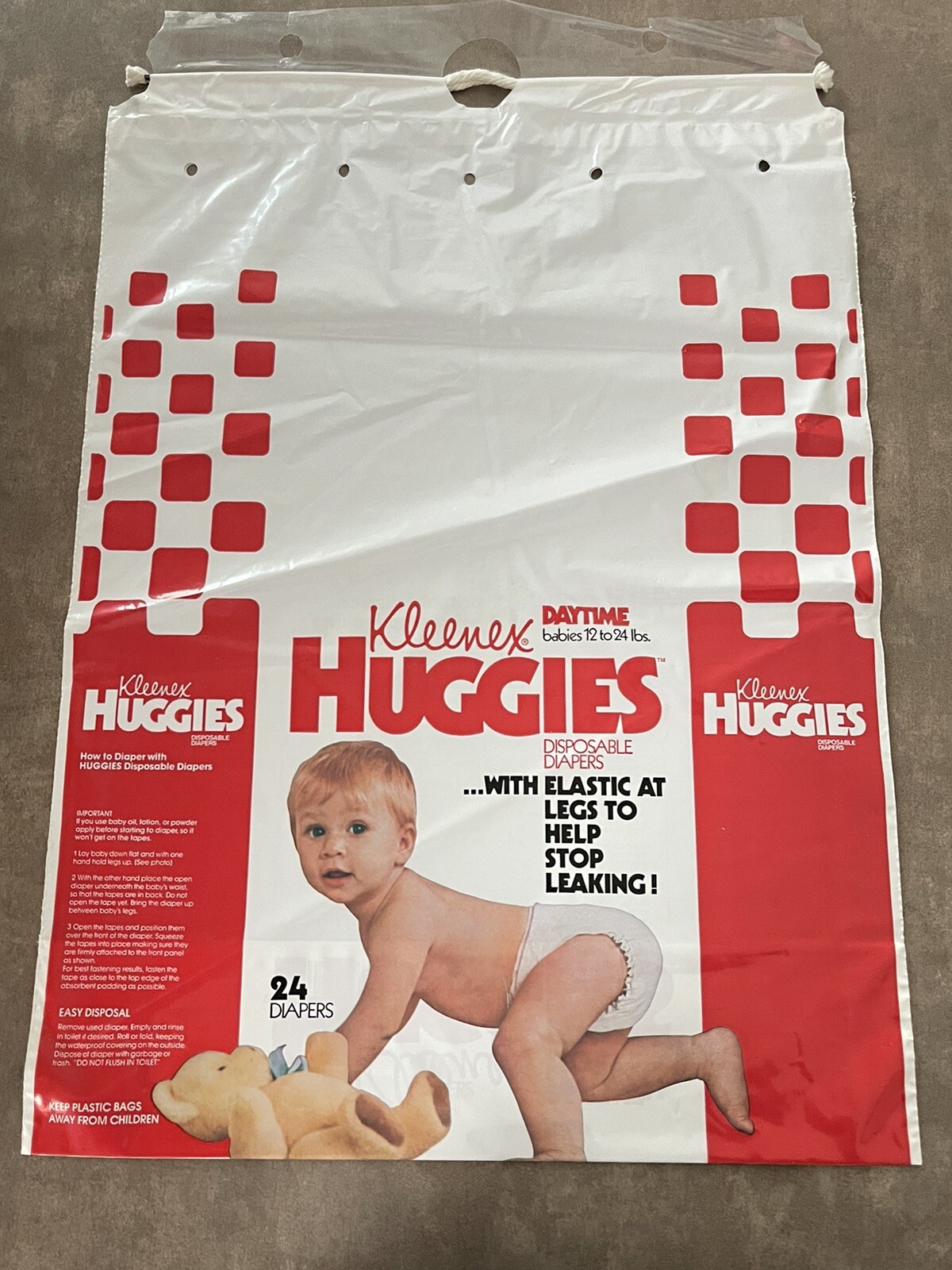 Vintage Kleenex Huggies Baby Diaper Bag Packaging RARE Prop Staging