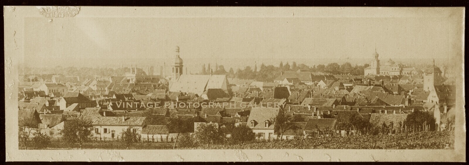 Antique Albumen Photo Birds Eye View Of City Bruchsal Germany 1892 Europe